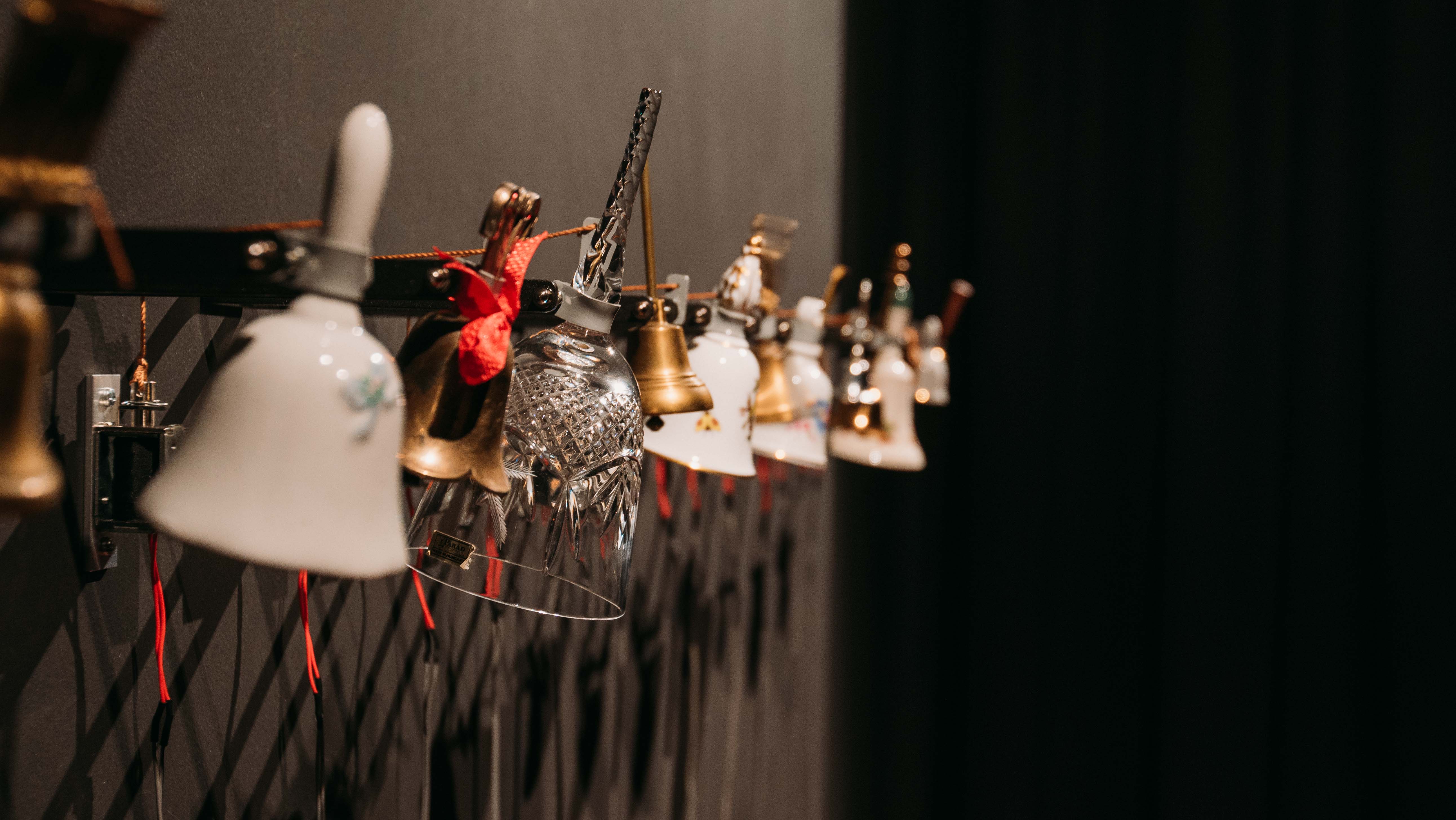 Philip Gamblen, Bells, 2017, bells, aluminium, steel, solenoids, electronics